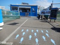Why are there blue fish painted onto the streets of Saint-Gilles-Croix-de-Vie?